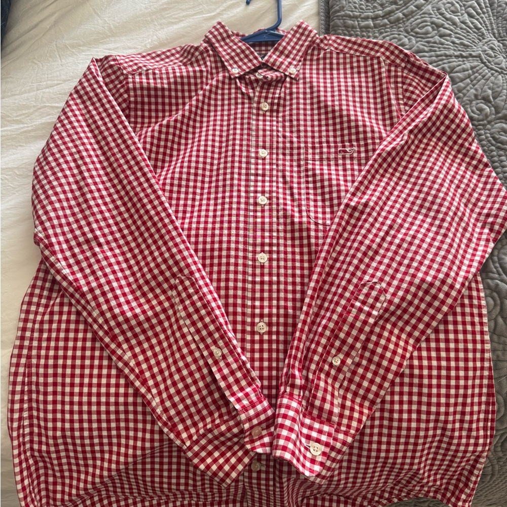 Vineyard Vines Men’s Slim Fit Tucker Shirt Classic Red Checkered Size Medium